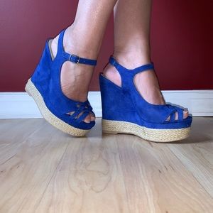 Charlotte Russe Blue Suede Wedges